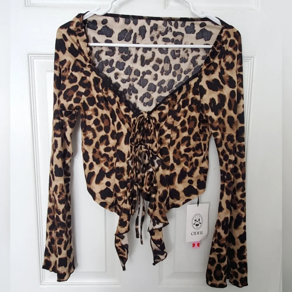 Cider Ruffled Leopard Top - Picture 1 of 7